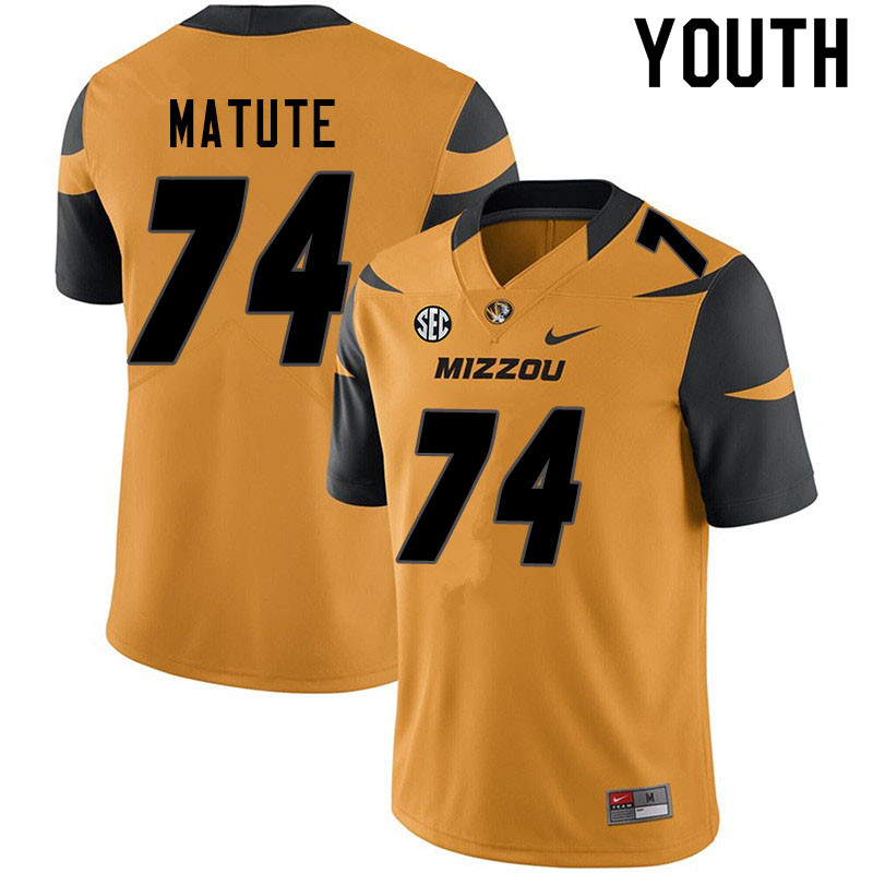 Youth #74 Angel Matute Missouri Tigers College Football Jerseys Sale-Yellow